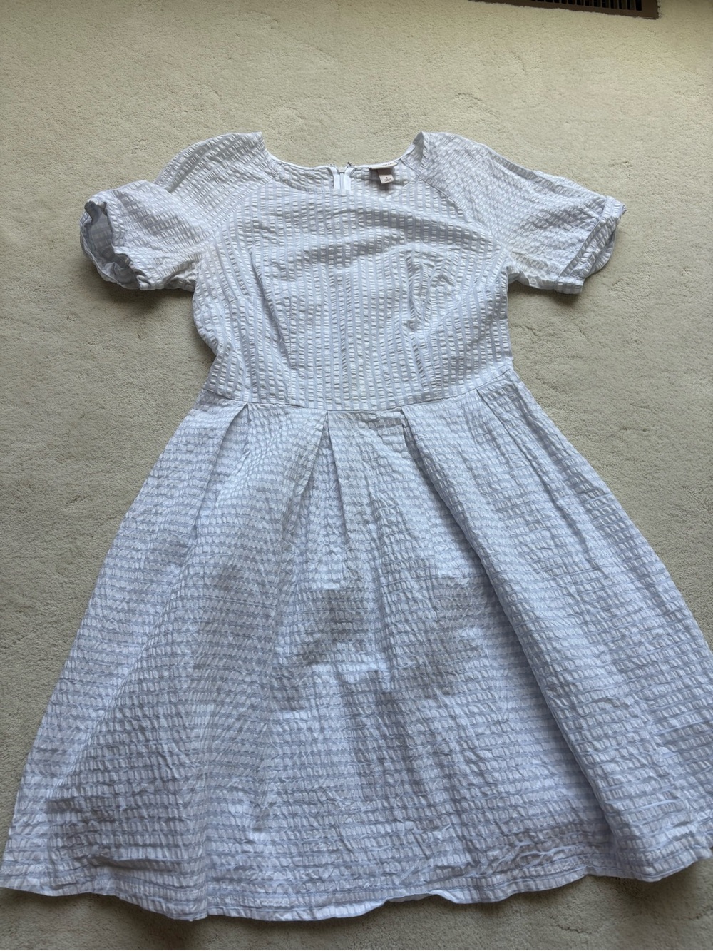Merona White Textured Short-Sleeve Fit-and-Flare Dress